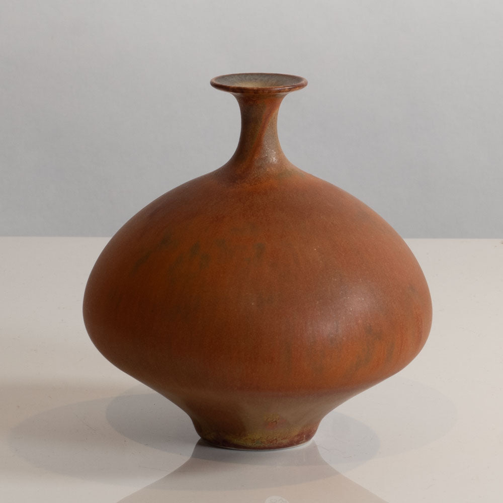 Karl Scheid, Germany, unique stoneware vase with burnt orange matte glaze G9263