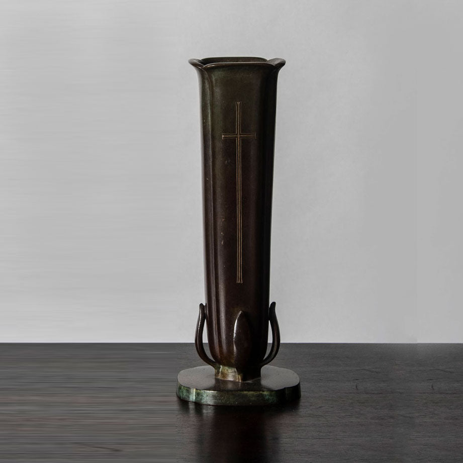 Just Andersen for GAB, Sweden, pair of bronze vases H1137