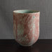 Peter Frasier Beard, UK, stoneware textured vase with blue and pale red glaze M4350