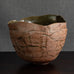 Lene Regius, Denmark, unique handbuilt stoneware bowl with olive glaze to interior M4365