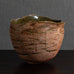Lene Regius, Denmark, unique handbuilt stoneware bowl with olive glaze to interior M4365