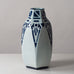 Rörstrand, Sweden, unique stoneware vase with art nouveau pattern in blue and white L3067
