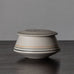 Anne Le Clercq, Belgium, porcelain jar with matte white glaze with black and gold lines J1261