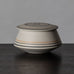 Anne Le Clercq, Belgium, porcelain jar with matte white glaze with black and gold lines J1261