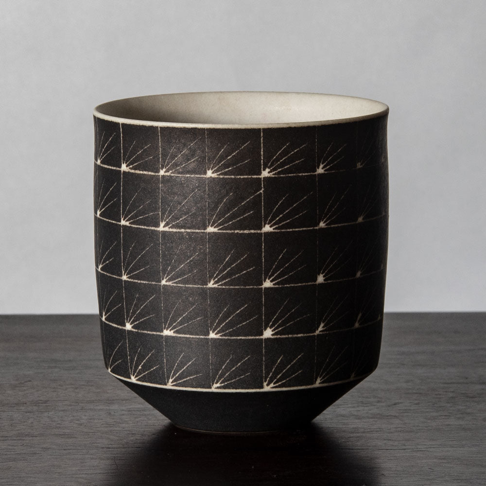 Uwe Lerch, Germany, unique stoneware vase with black and white patterned glaze J1309