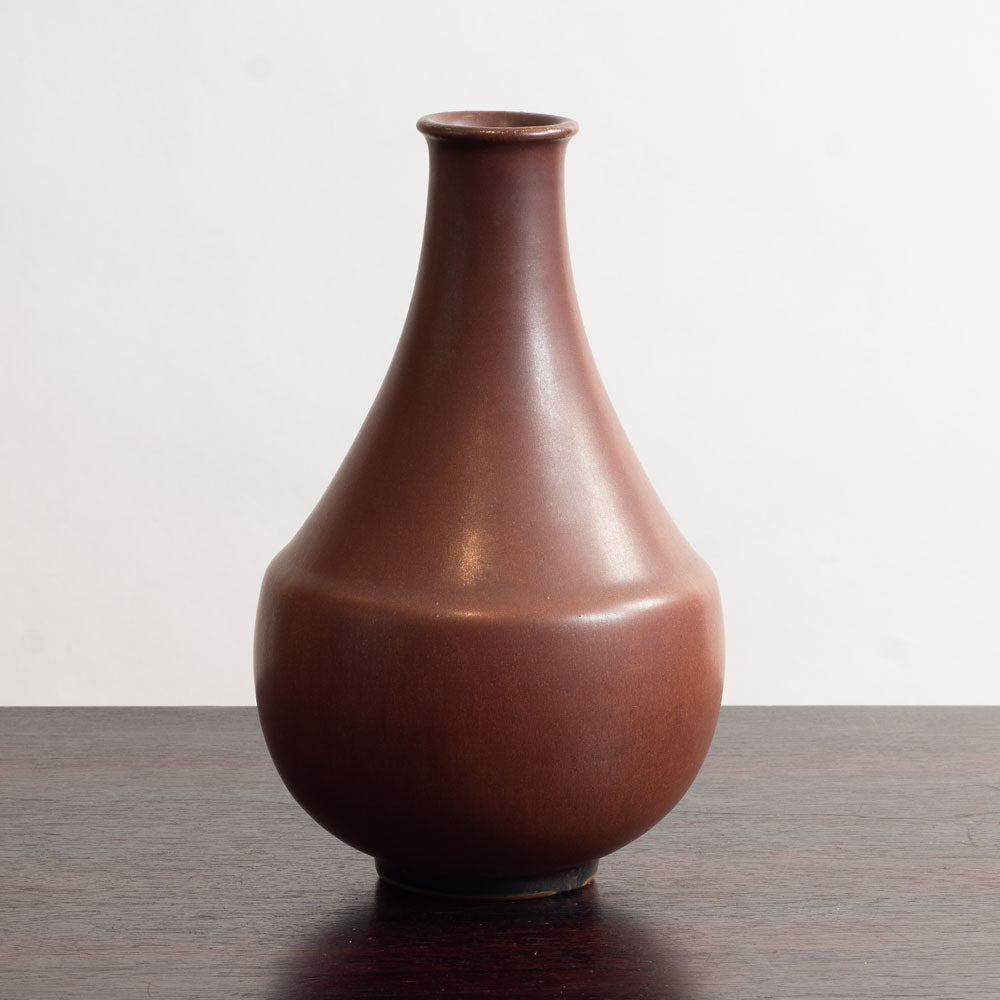 Erich and Ingrid Triller for Tobo, Sweden, unique stoneware vase with reddish  brown glaze K2548