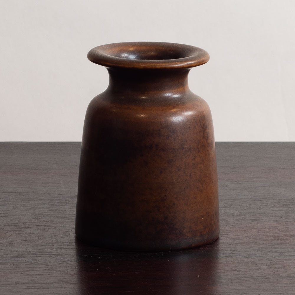 Erich and Ingrid Triller for Tobo, Sweden, unique stoneware vase with dark brown glaze G9473