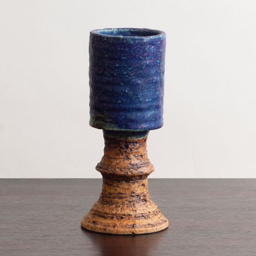 Annikki Hovisaari for Arabia, Finland, unique stoneware vase with blue glaze M5406