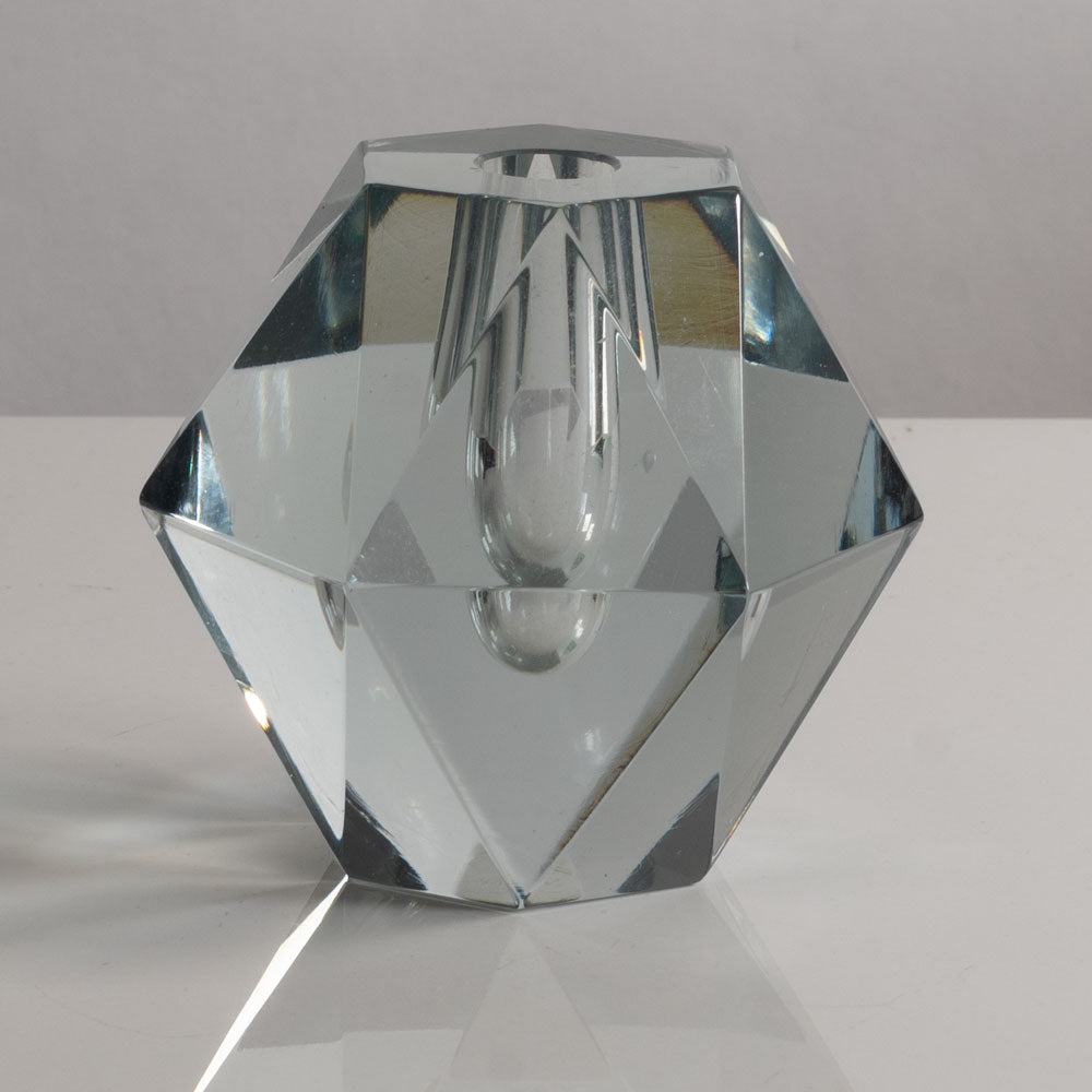 Strombergshyttan faceted vase in grayish clear glass M4257