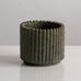 Arne Bang, Denmark, stoneware fluted cylindrical vase with green glaze M5416