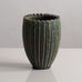 Arne Bang, Denmark, stoneware fluted cylindrical vase with green glaze M5413