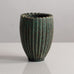 Arne Bang, Denmark, stoneware fluted cylindrical vase with green glaze M5413