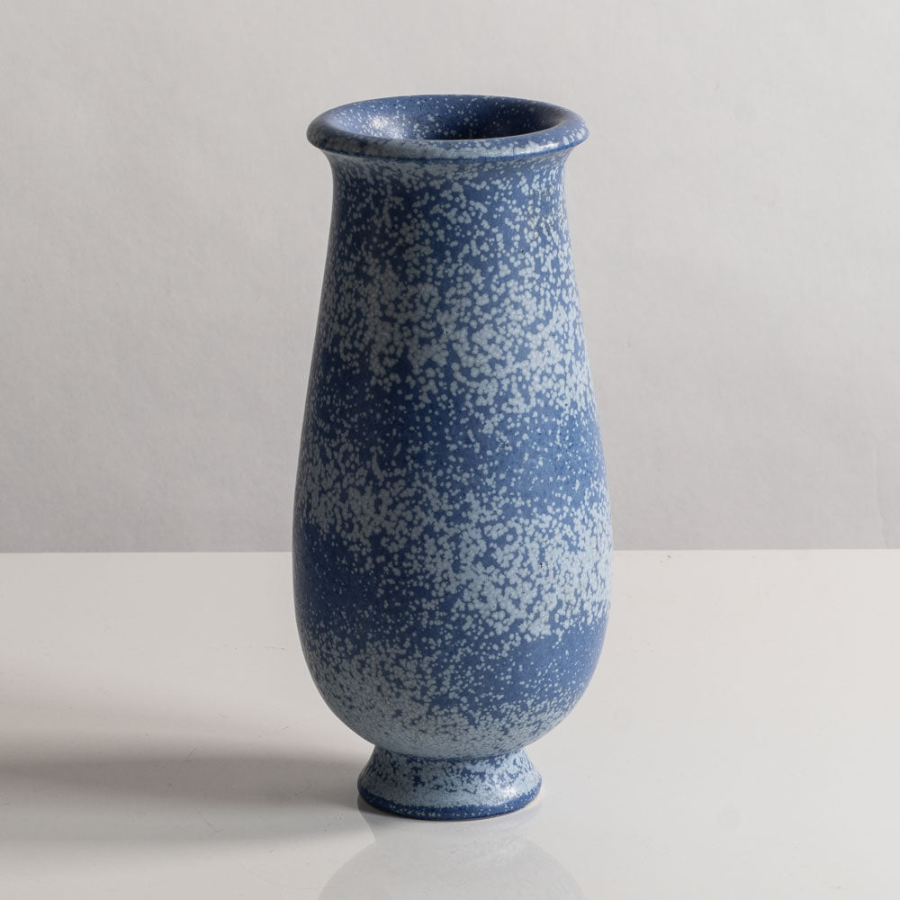 Gunnar Nylund for Rörstrand, Sweden, stoneware footed vase with speckled blue glaze M5391
