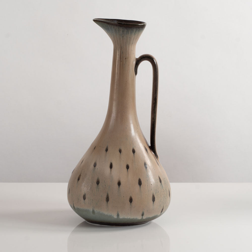 Gunnar Nylund for Rörstrand, Sweden, stoneware pitcher with pale brown spotted glaze M5441