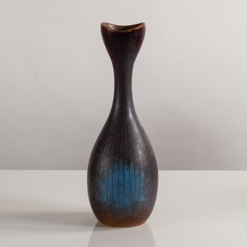 Gunnar Nylund for Rörstrand, Sweden, stoneware vase with blue and brown glaze M4366