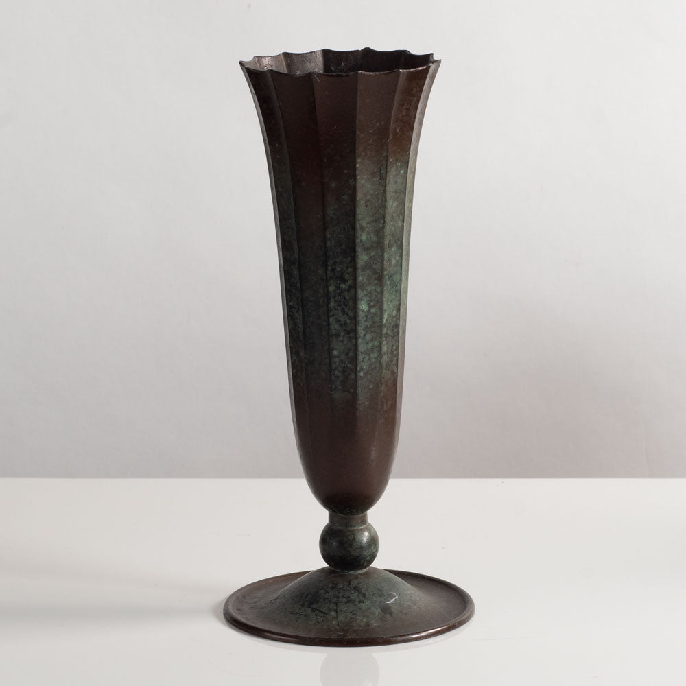 Tall scalloped disko metal vase, Denmark,  M5436