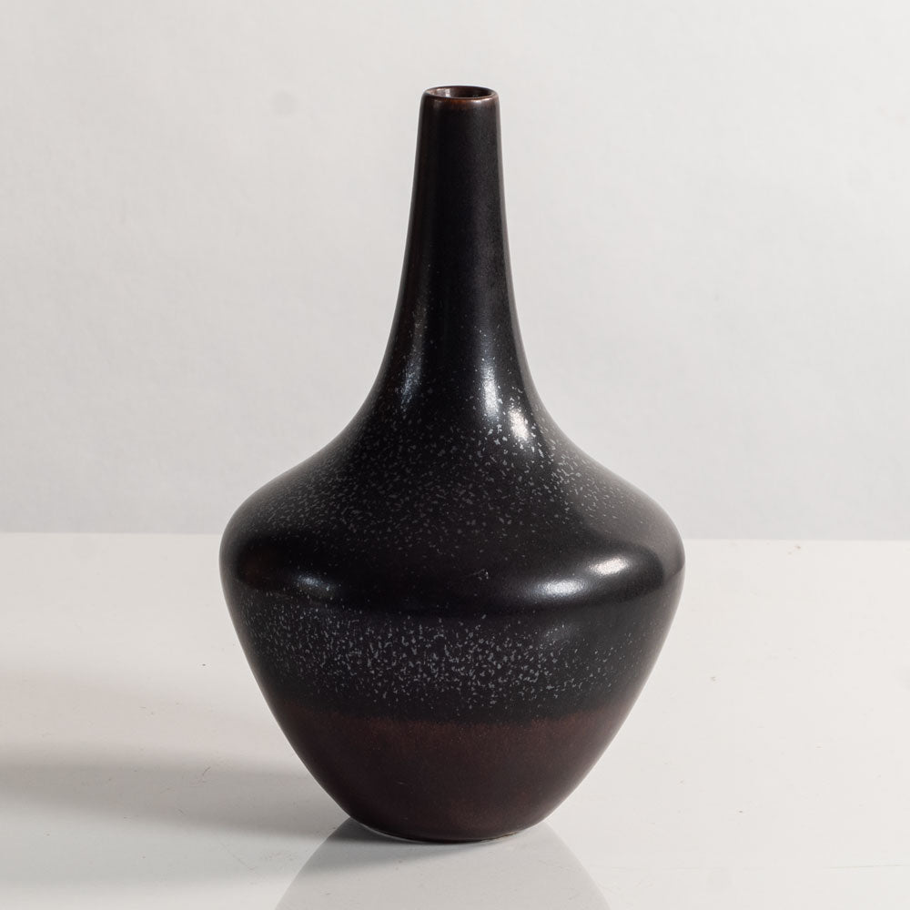 Gunnar Nylund for Rörstrand, Sweden  vase with black and brown speckled matte glaze M5476