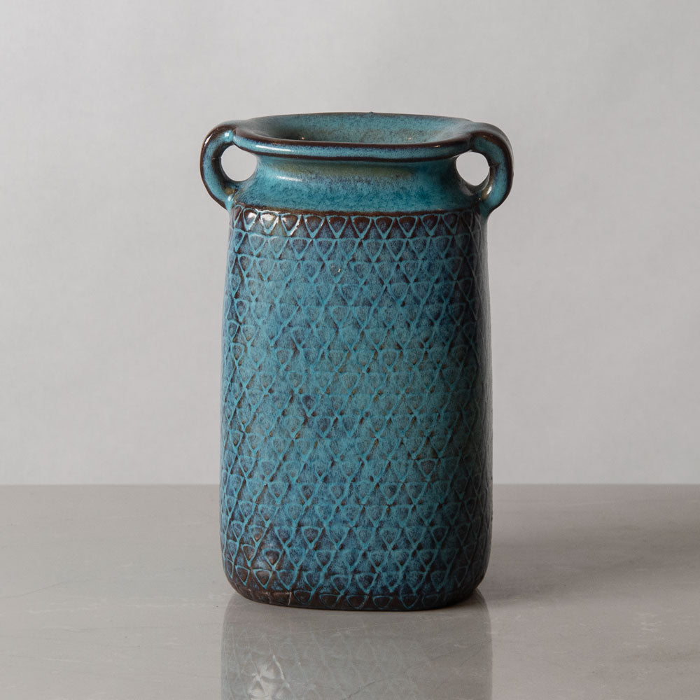 Stig Lindberg for Gustavsberg, Sweden, unique stoneware vase with turquoise glaze J1032
