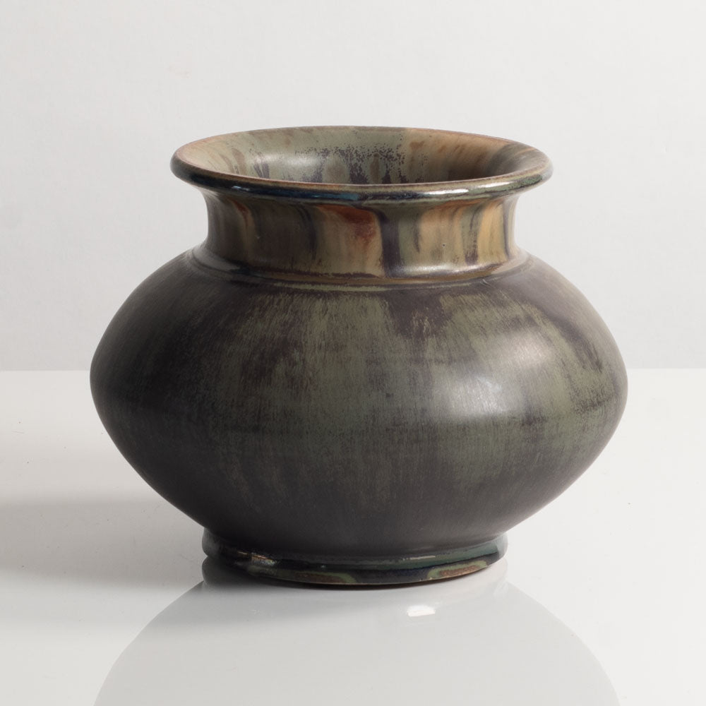 Carl Halier, own studio, Denmark, unique stoneware vase with olive glaze M4235