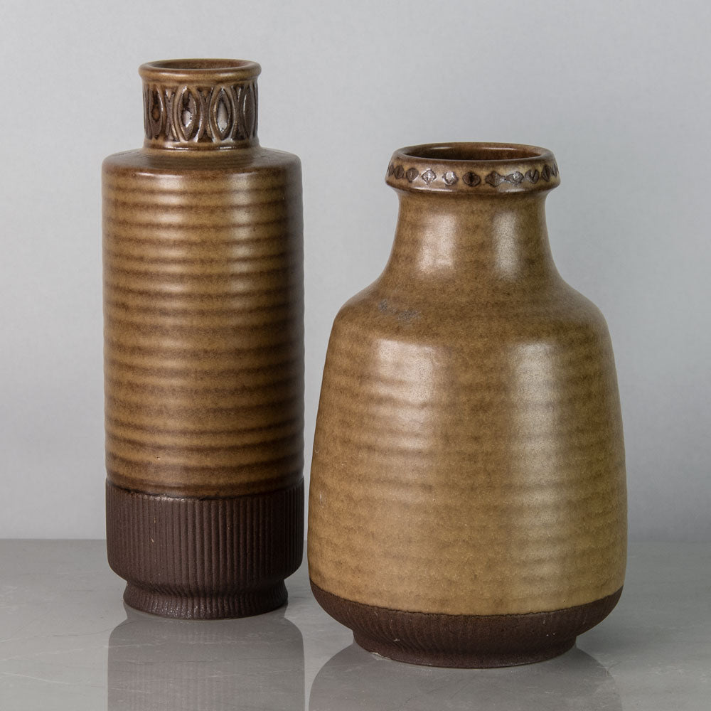 Two vases with golden brown glaze by Gunnar Nylund for Rörstrand, Sweden