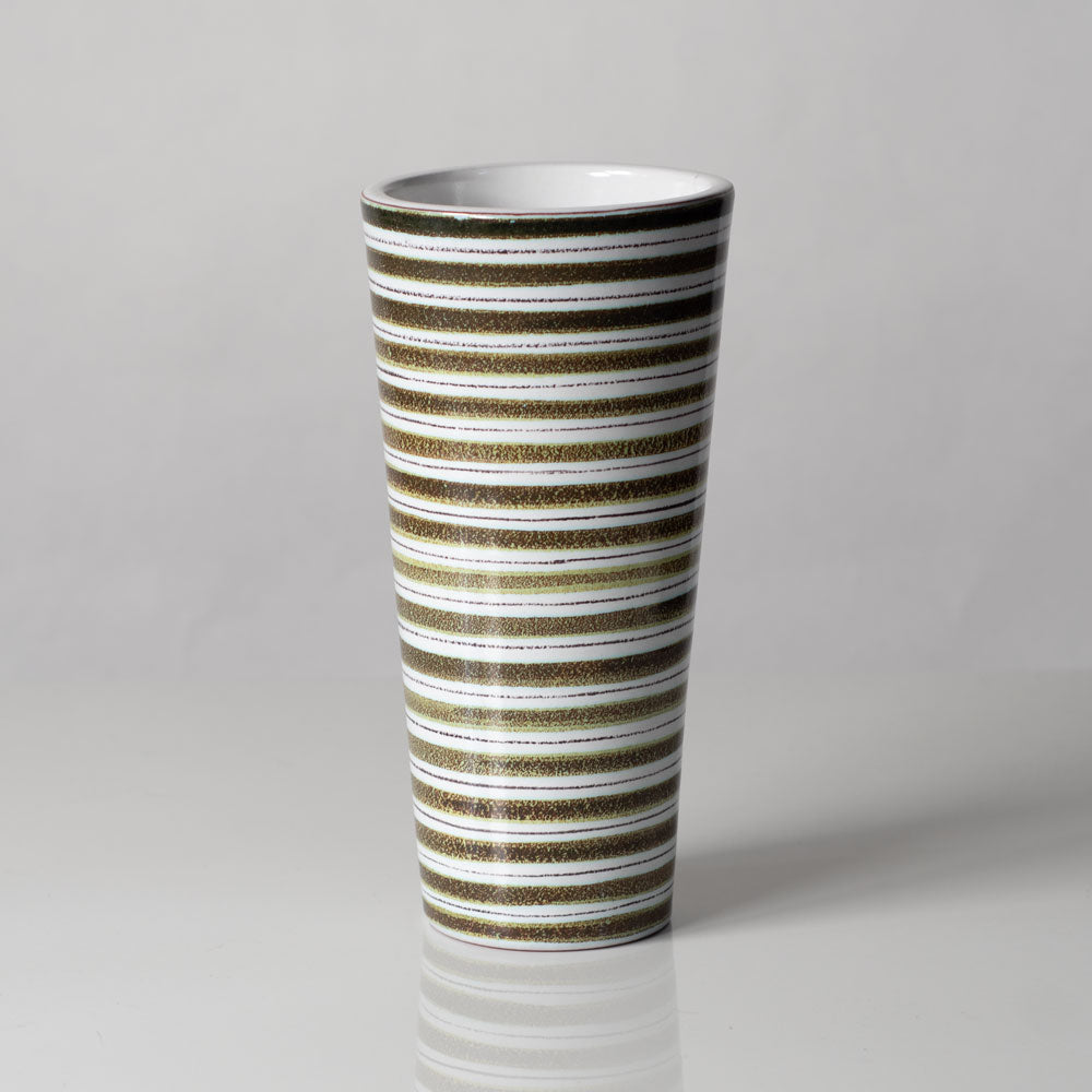 Stig Lindberg for Gustavsberg, Sweden, faiance vase with brown, green and white decoration L3341