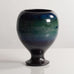 Liisa Hallamaa for Arabia, Finland, unique stoneware footed vase with blue and green glaze M5557