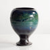Liisa Hallamaa for Arabia, Finland, unique stoneware footed vase with blue and green glaze M5557