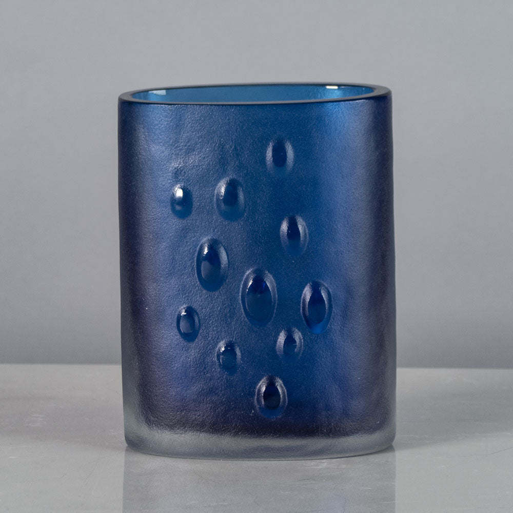 Tapio Wirkkala for Iittala, Finland, vase in frosted blue glass J1448
