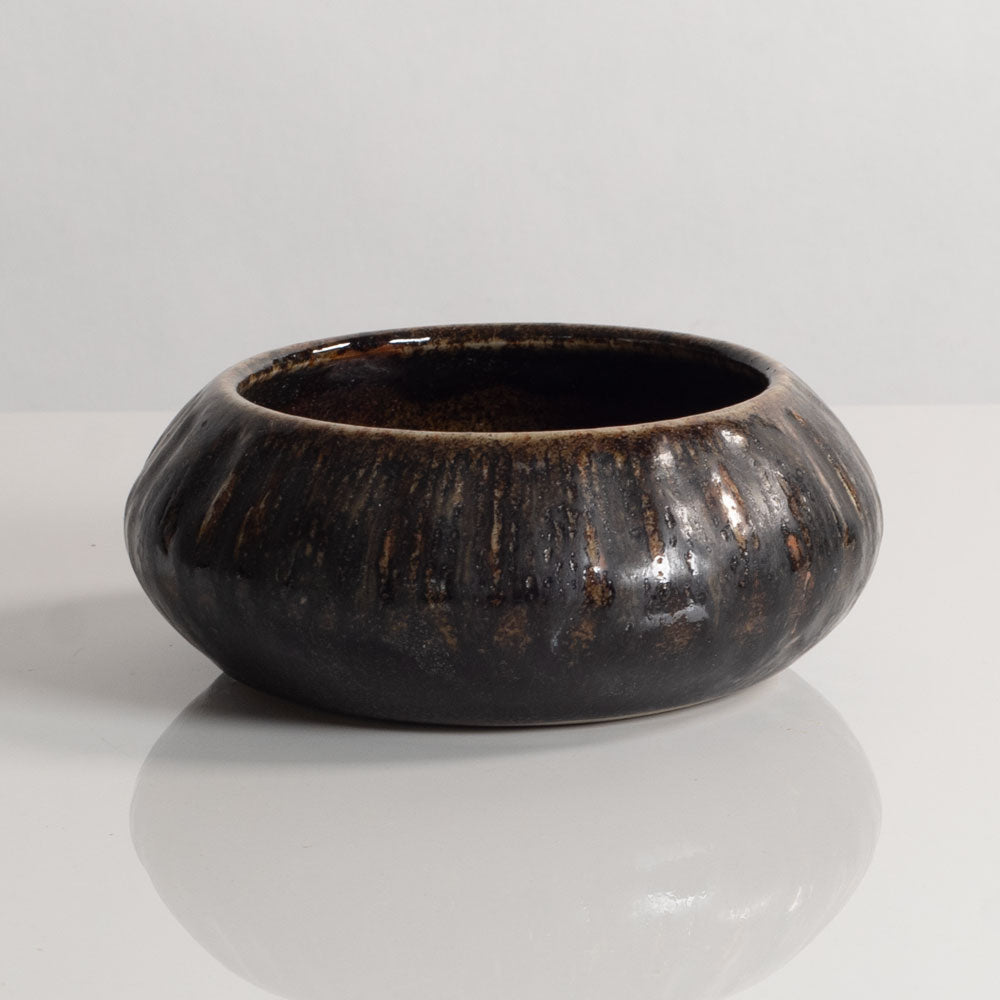 Carl Harry Stålhane for Rörstrand, Sweden, unique stoneware bowl with brown glaze M5462