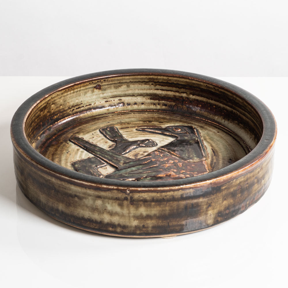 Jørgen Mogensen for Royal Copenhagen, Denmark, stoneware bowl with bird motif M4103