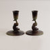 Ystad Brons, Sweden, pair of bronze candle sticks with fish motif M5532