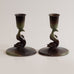 Ystad Brons, Sweden, pair of bronze candle sticks with fish motif M5532
