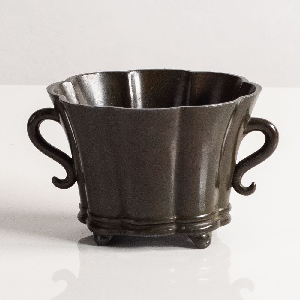 Just Andersen, Denmark, scalloped vase in disko metal L3289