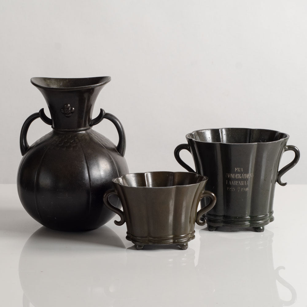 Three disko metal vases by Just Andersen, Denmark
