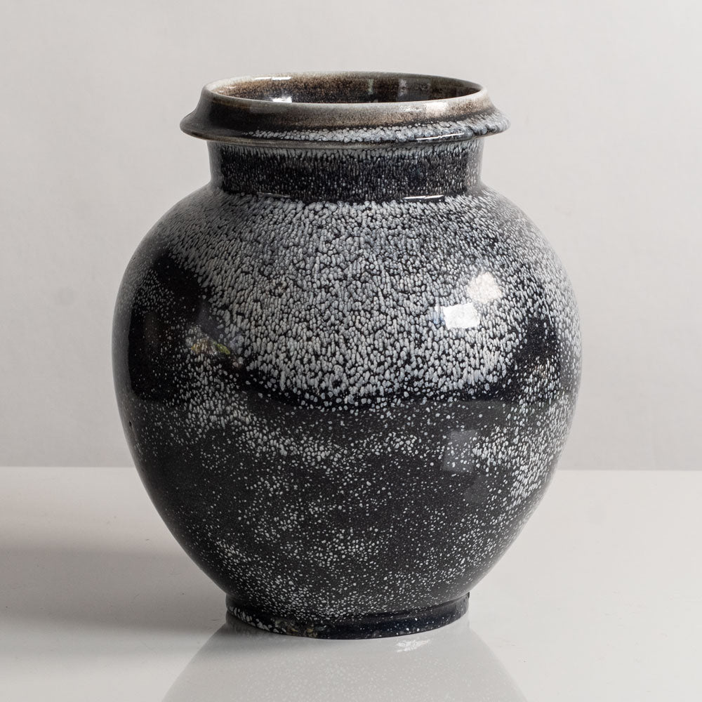 Herman A. Kahler Keramik, Denmark, earthenware vase with black and white glaze M5528
