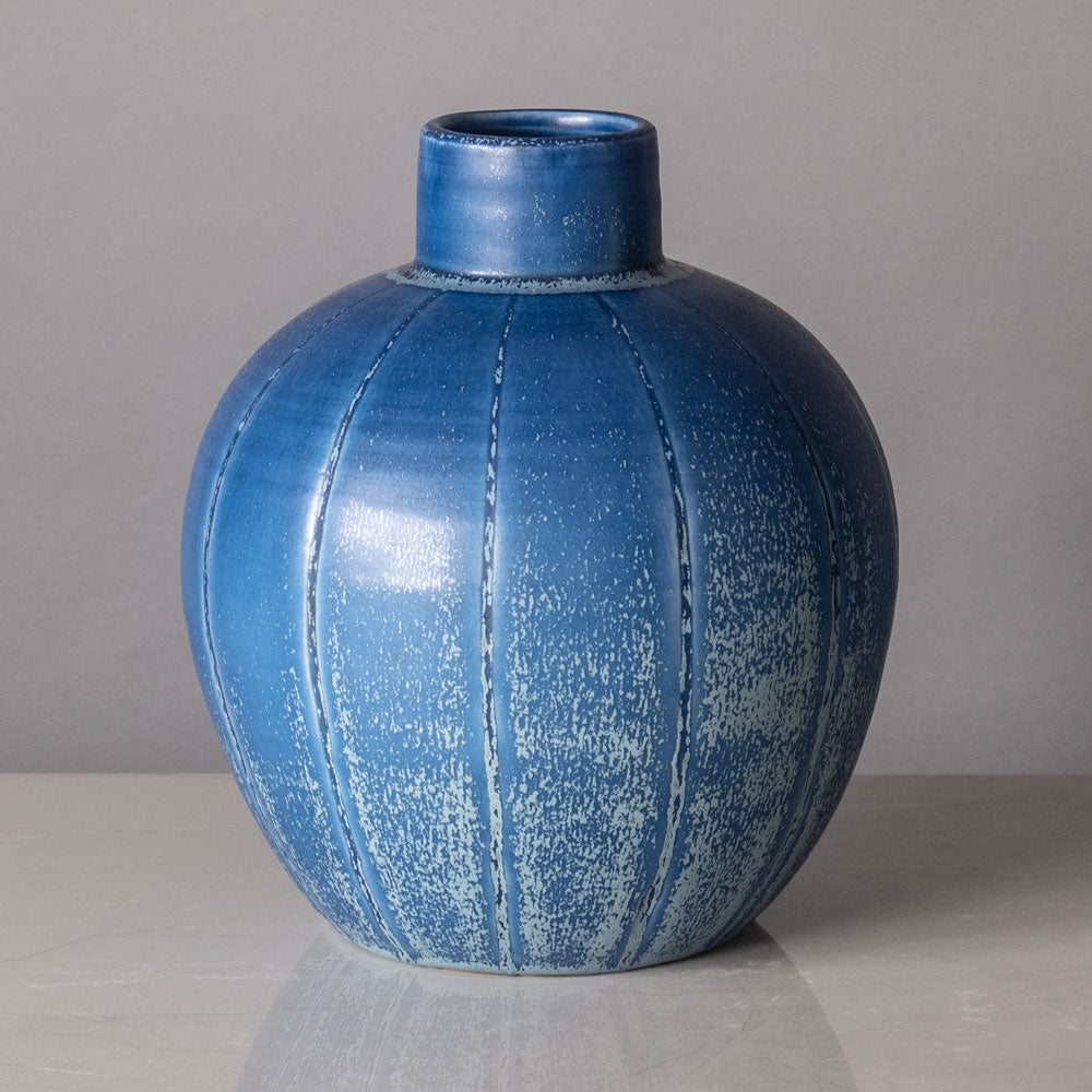 Eva Jancke Bjork for Bo Fajans, stoneware vase with matte blue glaze J1436