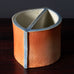 Bente Hansen, Denmark, unique stoneware segmented vase with brick red, blue and pale gray matte glaze L3304