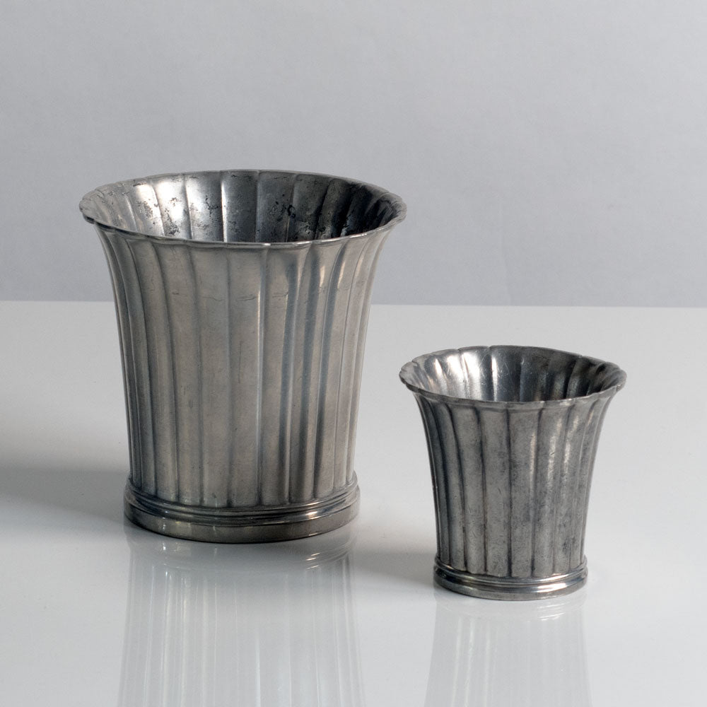 Two fluted pewter vases by Just Andersen, Denmark