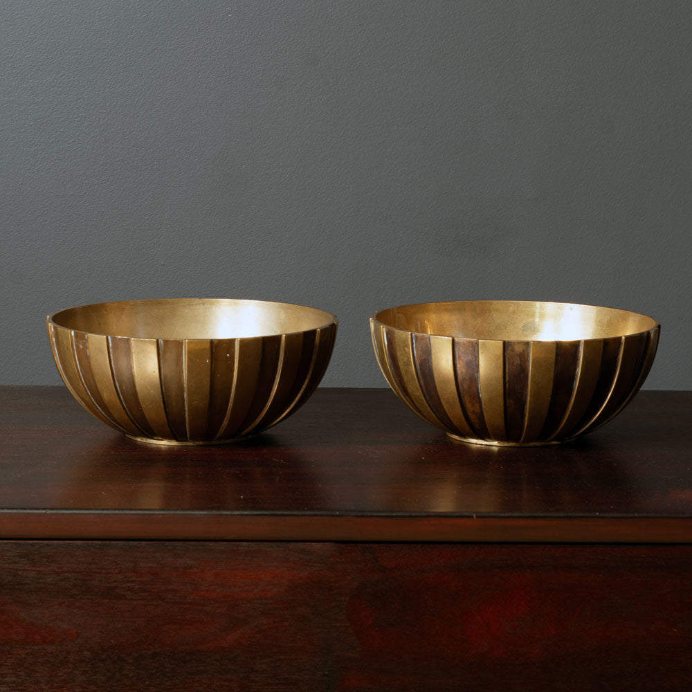 Pair of bronze fluted bowls by Vendor, Denmark