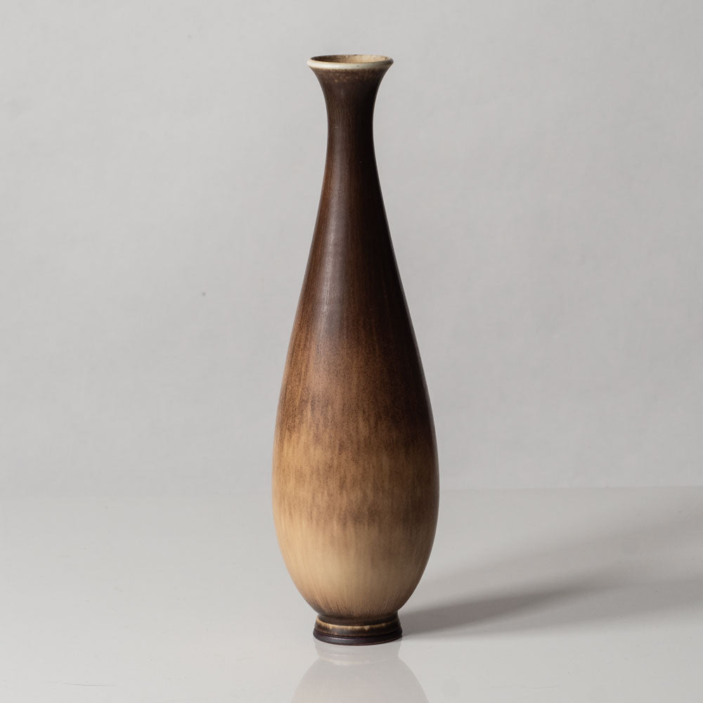 Berndt Friberg for Gustavsberg, Sweden, Unique stoneware vase with brown haresfur glaze L3349