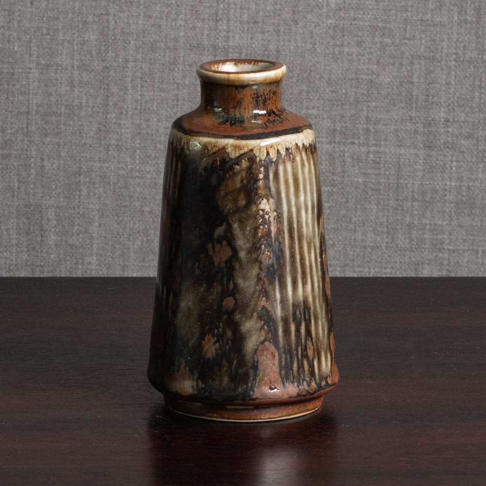 Carl Harry Stålhane for Rörstrand, Sweden, stoneware vase with streaky brown matte glaze M5568