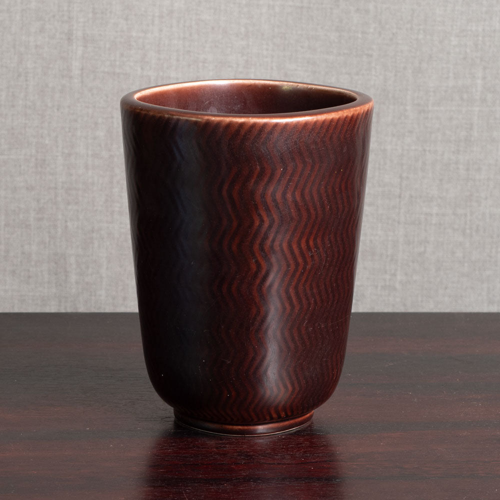 Nils Thorsson for Aluminia, Denmark, "Marselis" vase with reddish brown glaze M5607