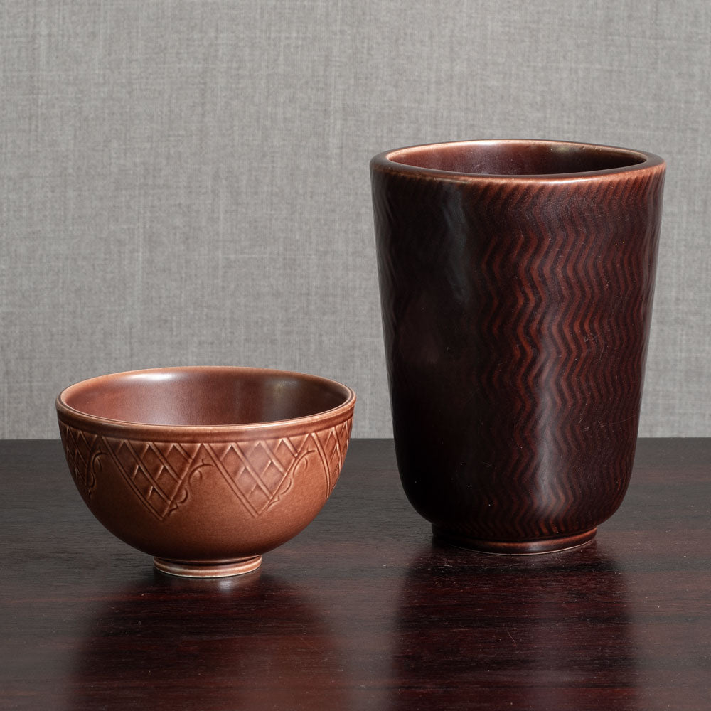 Two "Marselis" vessels by Nils Thorsson for Aluminia, Denmark