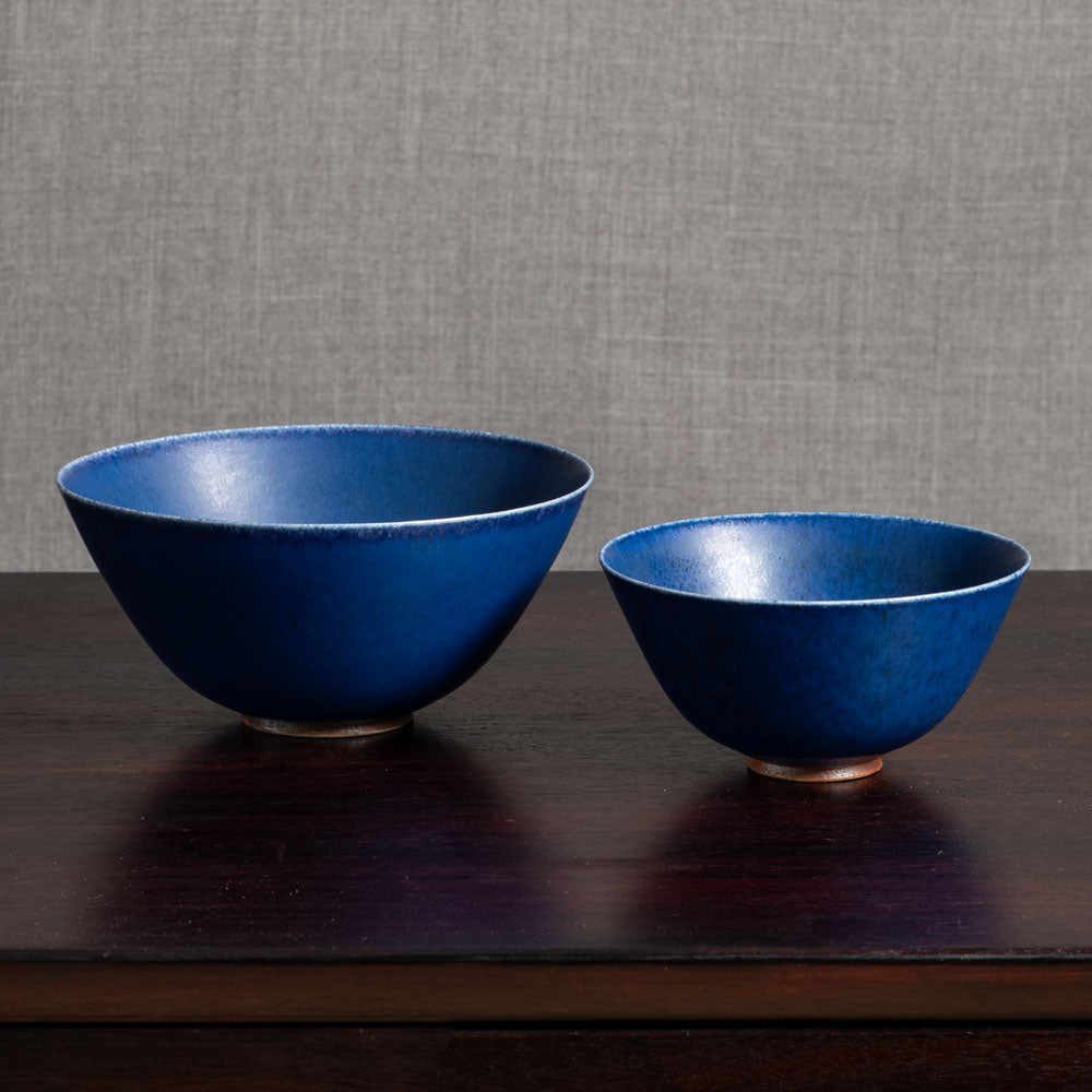Two bowls with blue glaze by Eva Staehr Nielsen for Saxbo, Denmark