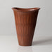 Gunnar Nylund for Rörstrand, Sweden, stoneware vase with line pattern and reddish brown glaze K2289