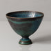Stig Lindberg for Gustavsberg, Sweden, unique footed bowl with with blue-green glaze J1565