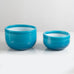 Pair of blue glass Palet bowls by Michael Bang for Holmegaard, Denmark