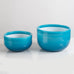 Pair of blue glass Palet bowls by Michael Bang for Holmegaard, Denmark