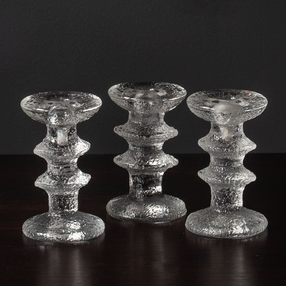 Three Glass "Festivo" candlesticks by Timo Sarpaneva for Iittala A2082 A2083 J1168