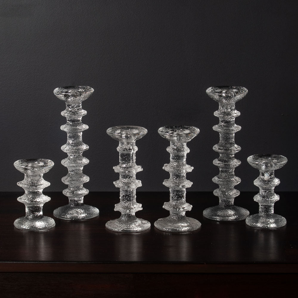 Three pairs of Glass "Festivo" candlesticks by Timo Sarpaneva for Iittala